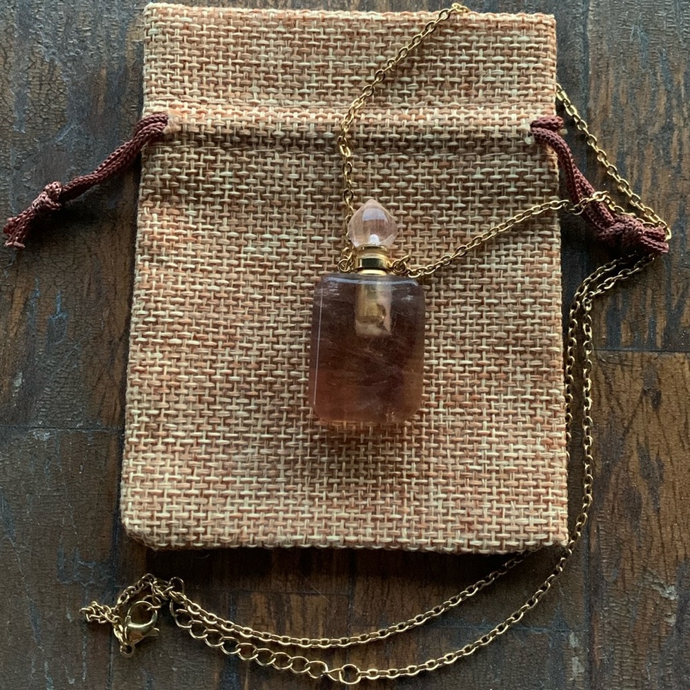 Fluorite Perfume Bottle Necklace Fluorite Necklace Crystal Perfume Necklace